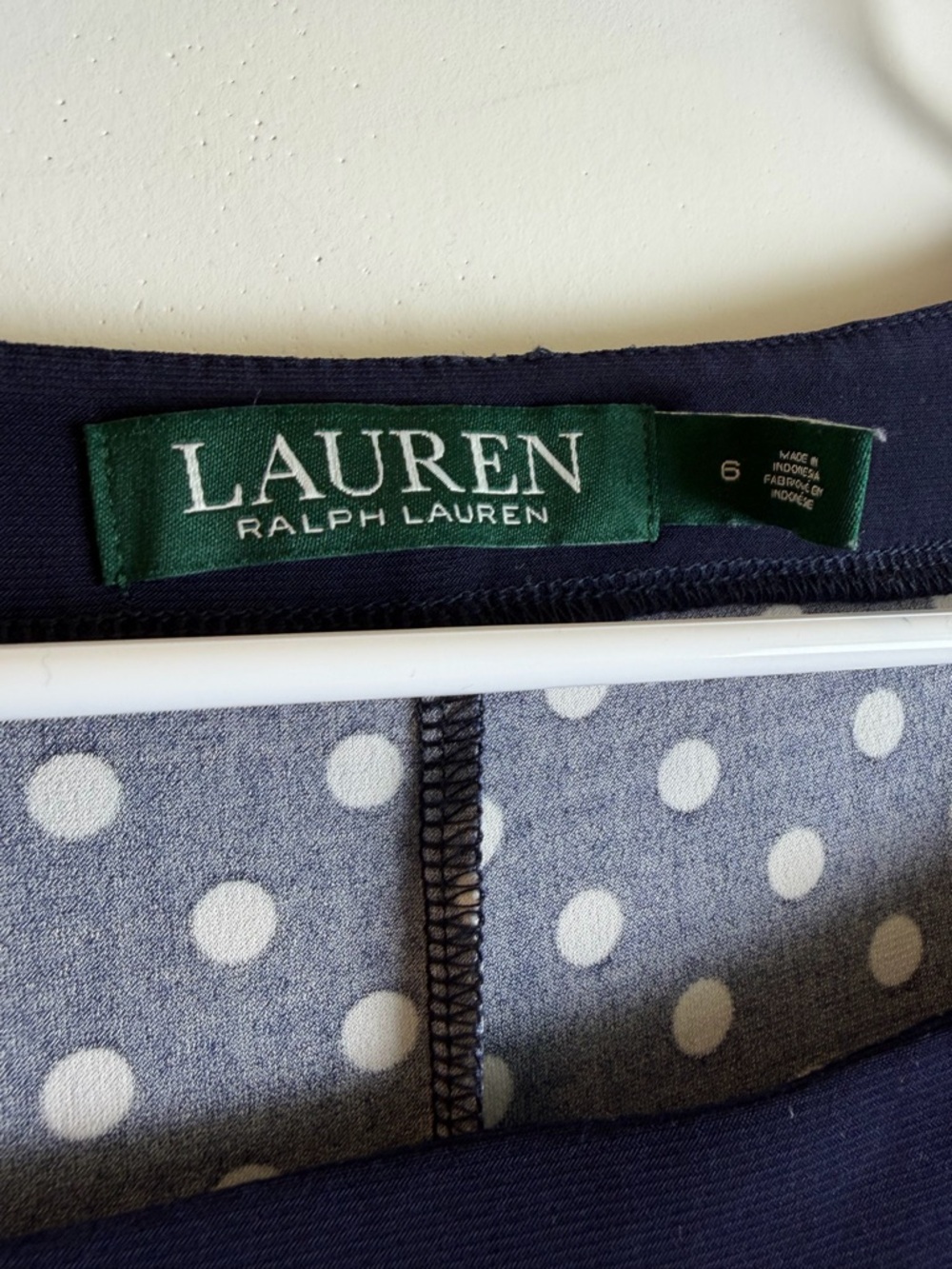 Lauren Ralph Lauren Navy Polka Dot Fit & Flare Dress Size 6 - Picture 5 of 7
